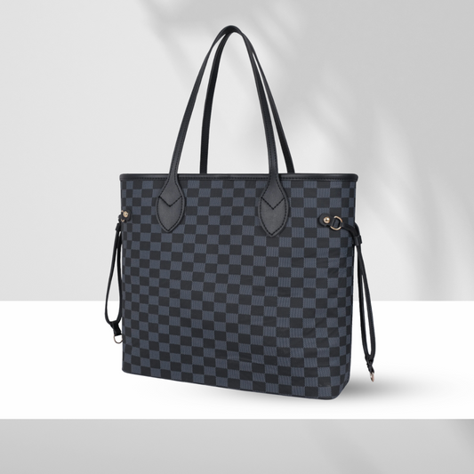 The Lyana Checkered Tote Black