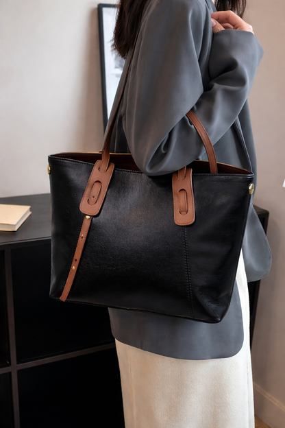 Leather Raven University Tote