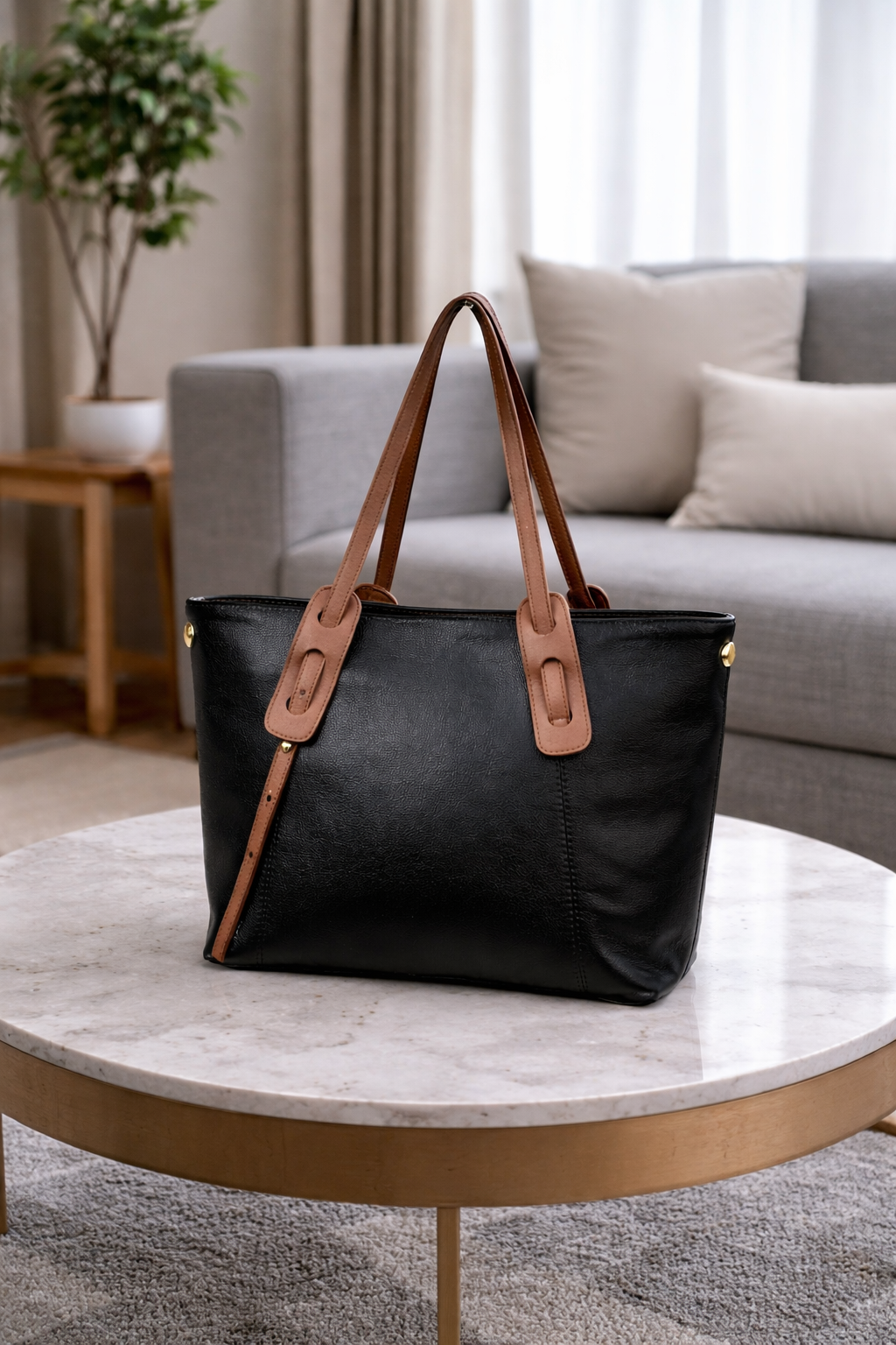 Leather Raven University Tote