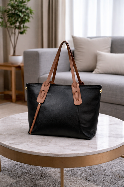Leather Raven University Tote